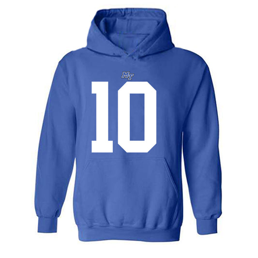 MTSU - NCAA Football : Drew Francis - Royal Replica Shersey Hooded Sweatshirt