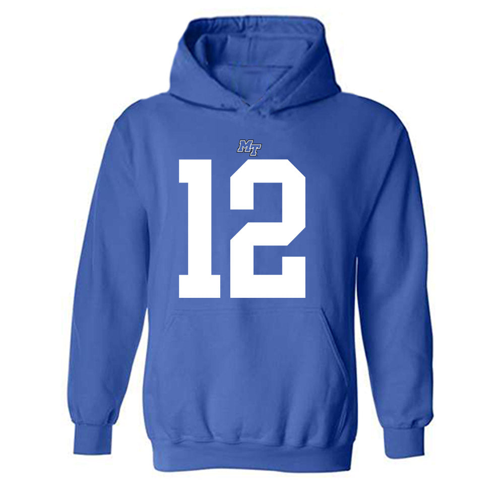 MTSU - NCAA Football : Jalen Davis - Royal Replica Shersey Hooded Sweatshirt