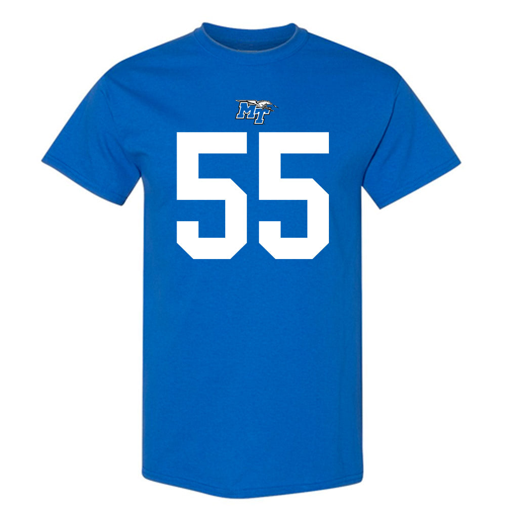 MTSU - NCAA Football : Mateo Guevara - Royal Replica Shersey Short Sleeve T-Shirt