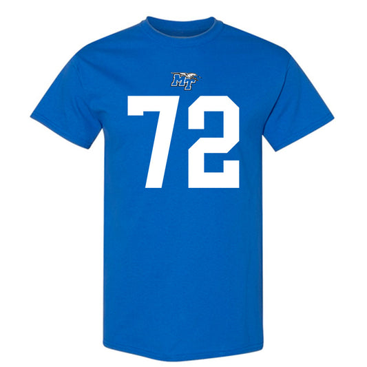 MTSU - NCAA Football : Morgan Scott - Royal Replica Shersey Short Sleeve T-Shirt