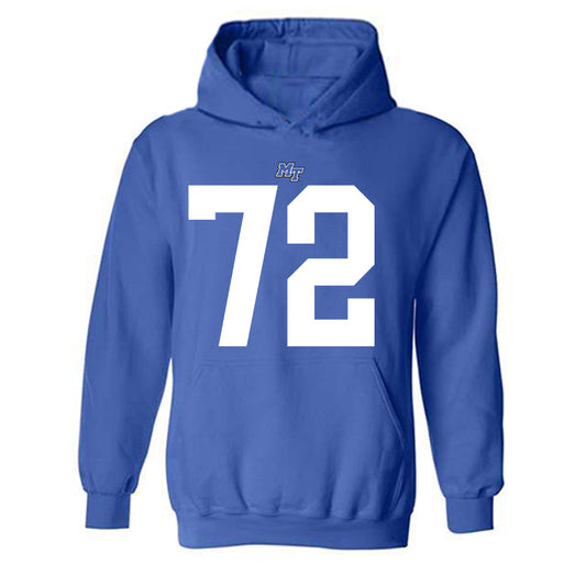 MTSU - NCAA Football : Morgan Scott - Royal Replica Shersey Hooded Sweatshirt