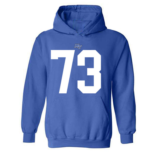 MTSU - NCAA Football : Connor Farris - Royal Replica Shersey Hooded Sweatshirt