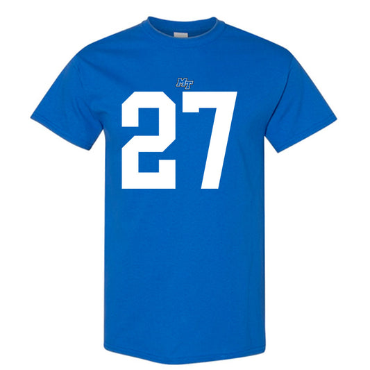 MTSU - NCAA Football : Rickey Smith - Royal Replica Shersey Short Sleeve T-Shirt