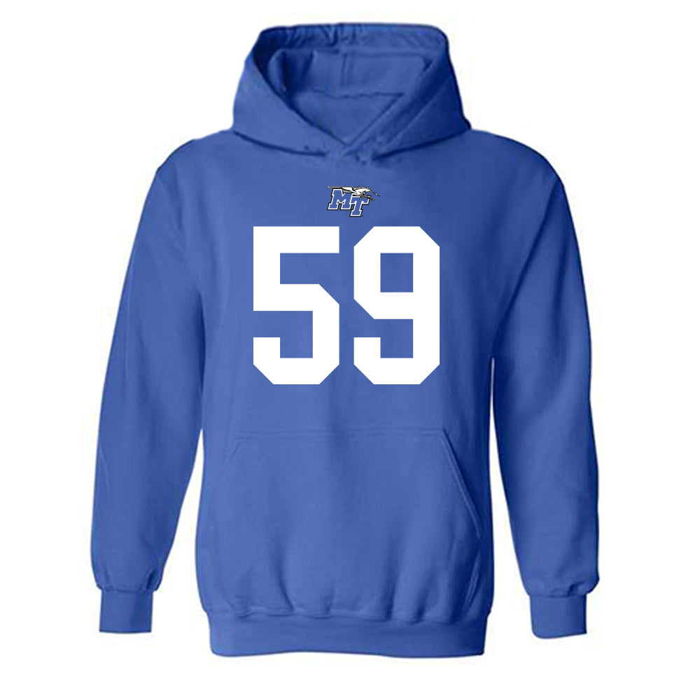 MTSU - NCAA Football : Jacob Jackson - Royal Replica Shersey Hooded Sweatshirt