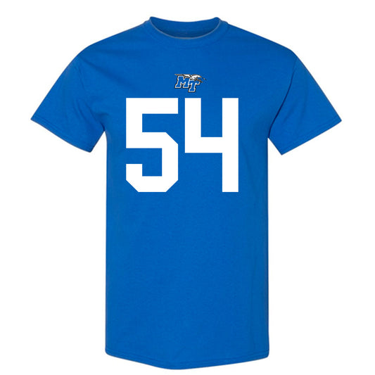 MTSU - NCAA Football : Connor Dougherty - Royal Replica Shersey Short Sleeve T-Shirt