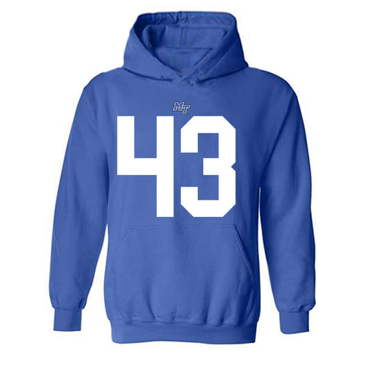 MTSU - NCAA Football : Trevon Ferrell - Royal Replica Shersey Hooded Sweatshirt