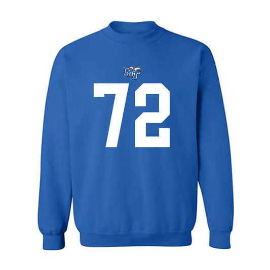 MTSU - NCAA Football : Morgan Scott - Royal Replica Shersey Sweatshirt