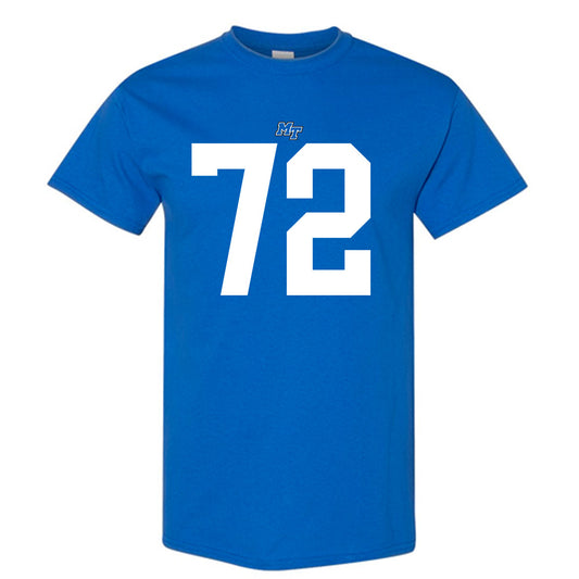 MTSU - NCAA Football : Morgan Scott - Royal Replica Shersey Short Sleeve T-Shirt