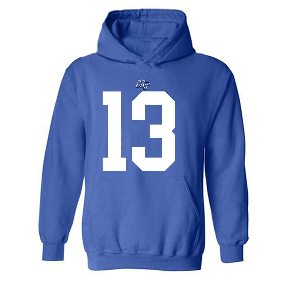 MTSU - NCAA Football : Javonte Sherman - Royal Replica Shersey Hooded Sweatshirt