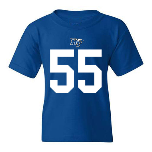 MTSU - NCAA Football : Mateo Guevara - Royal Replica Shersey Youth T-Shirt