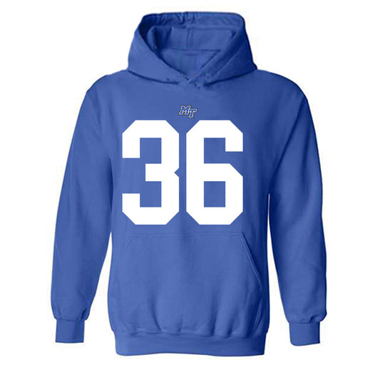 MTSU - NCAA Football : Justus Chadwick - Royal Replica Shersey Hooded Sweatshirt