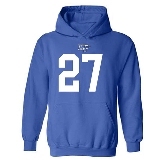 MTSU - NCAA Football : Rickey Smith - Royal Replica Shersey Hooded Sweatshirt