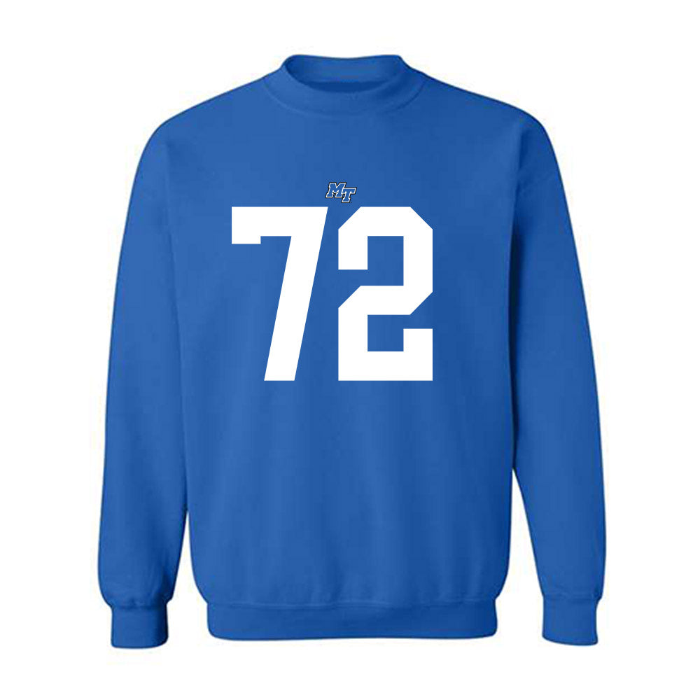 MTSU - NCAA Football : Morgan Scott - Royal Replica Shersey Sweatshirt