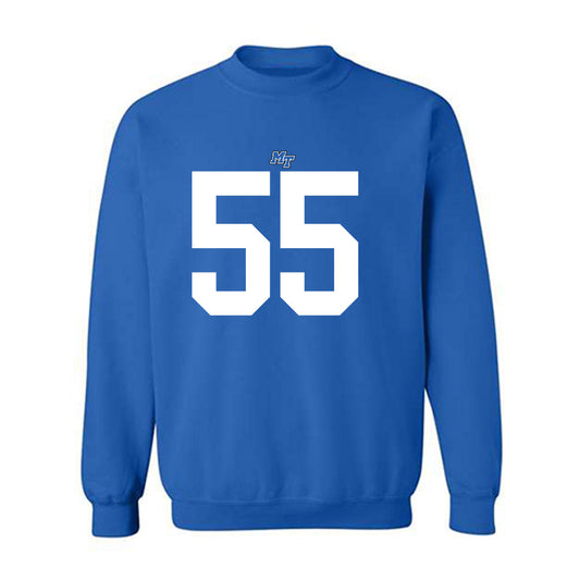 MTSU - NCAA Football : Mateo Guevara - Royal Replica Shersey Sweatshirt