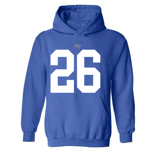 MTSU - NCAA Football : Jayce Gardner - Royal Replica Shersey Hooded Sweatshirt