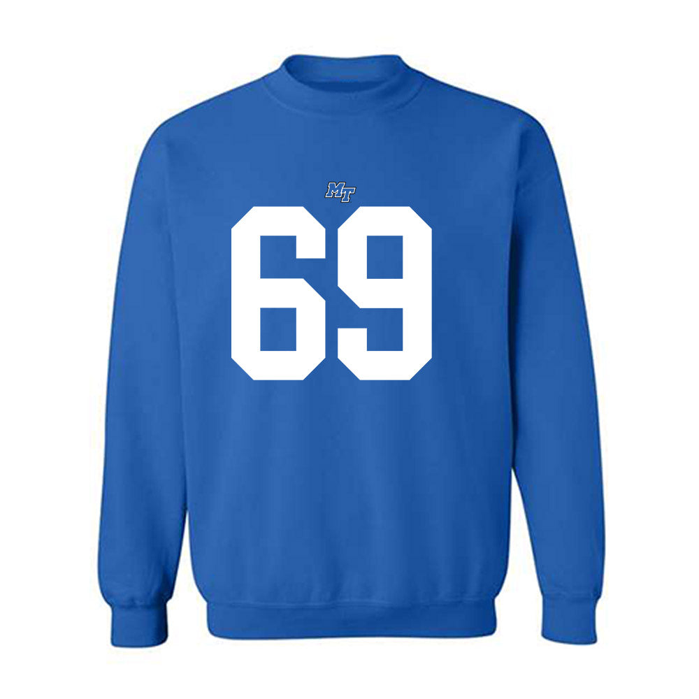 MTSU - NCAA Football : Brody Butler - Royal Replica Shersey Sweatshirt