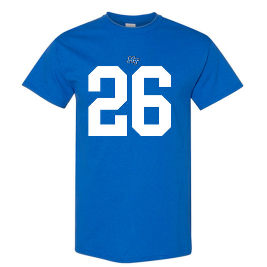 MTSU - NCAA Football : Jayce Gardner - Royal Replica Shersey Short Sleeve T-Shirt