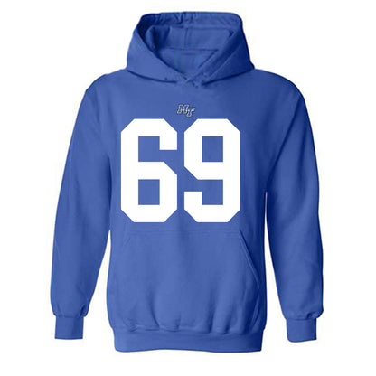 MTSU - NCAA Football : Brody Butler - Royal Replica Shersey Hooded Sweatshirt