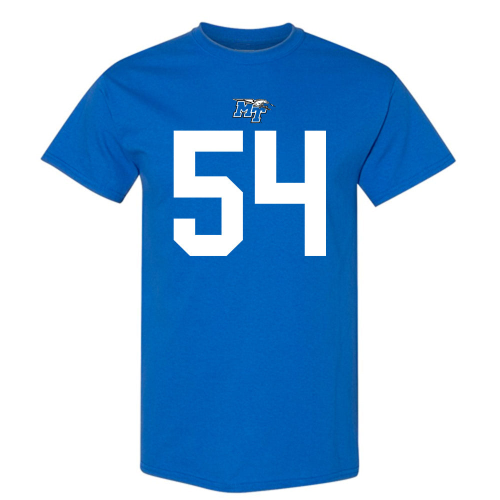 MTSU - NCAA Football : Connor Dougherty - Royal Replica Shersey Short Sleeve T-Shirt