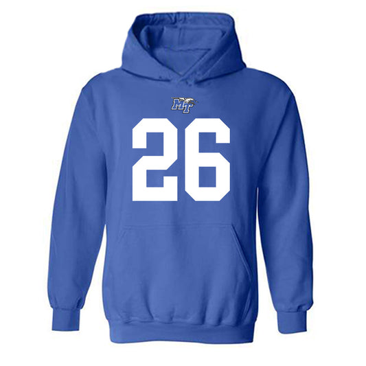 MTSU - NCAA Football : Jayce Gardner - Royal Replica Shersey Hooded Sweatshirt