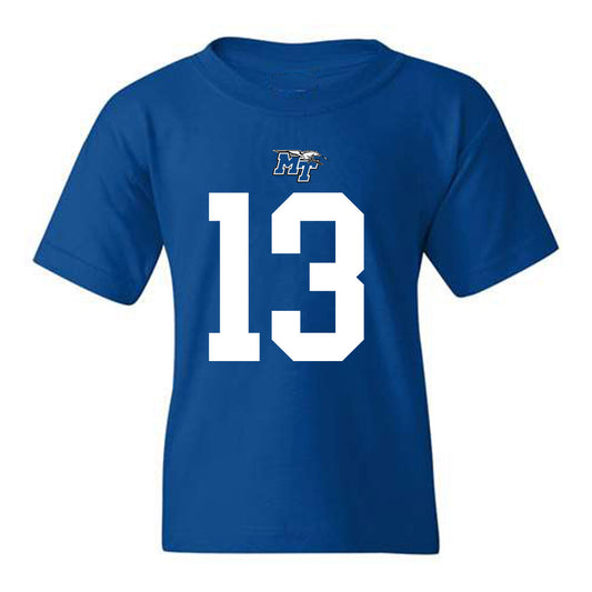 MTSU - NCAA Football : Javonte Sherman - Royal Replica Shersey Youth T-Shirt