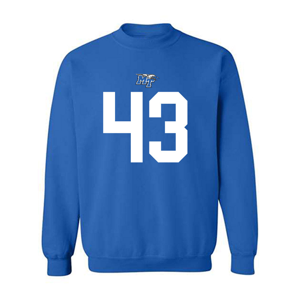 MTSU - NCAA Football : Markel James - Royal Replica Shersey Sweatshirt