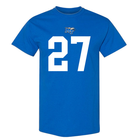 MTSU - NCAA Football : Rickey Smith - Royal Replica Shersey Short Sleeve T-Shirt