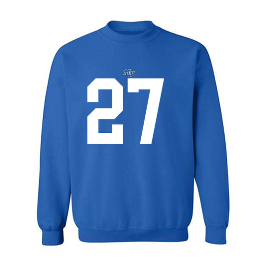MTSU - NCAA Football : Rickey Smith - Royal Replica Shersey Sweatshirt