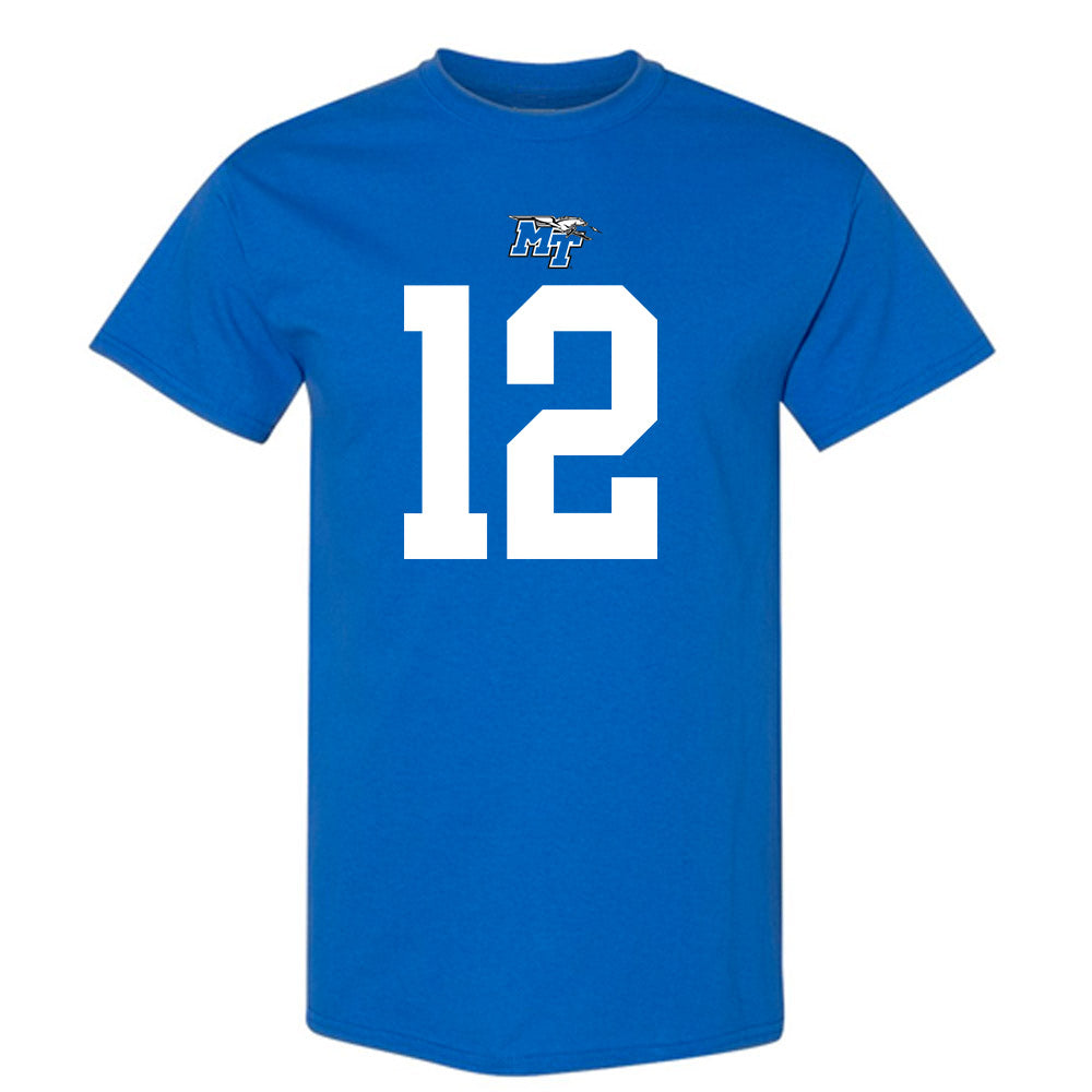 MTSU - NCAA Football : Jalen Davis - Royal Replica Shersey Short Sleeve T-Shirt