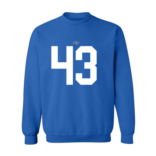 MTSU - NCAA Football : Markel James - Royal Replica Shersey Sweatshirt