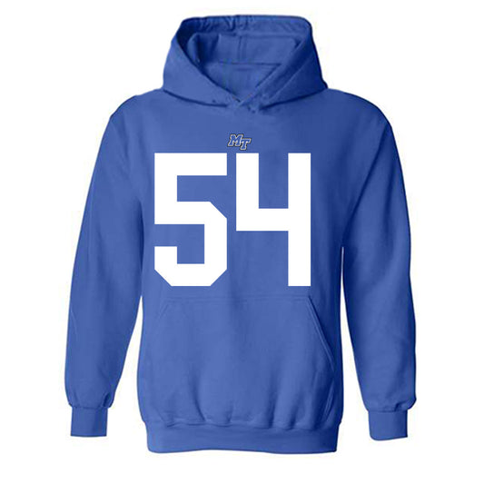 MTSU - NCAA Football : Aaron Wood - Royal Replica Shersey Hooded Sweatshirt