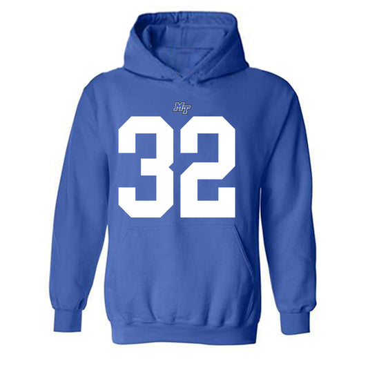 MTSU - NCAA Football : Jekail Middlebrook - Royal Replica Shersey Hooded Sweatshirt