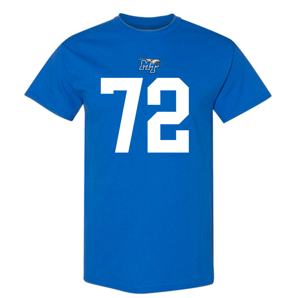 MTSU - NCAA Football : Morgan Scott - Royal Replica Shersey Short Sleeve T-Shirt