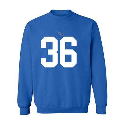 MTSU - NCAA Football : Justus Chadwick - Royal Replica Shersey Sweatshirt