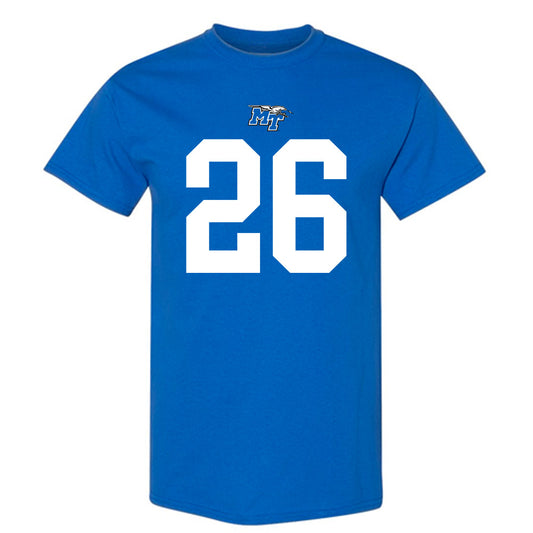 MTSU - NCAA Football : Jayce Gardner - Royal Replica Shersey Short Sleeve T-Shirt