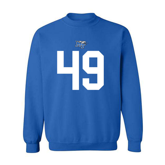 MTSU - NCAA Football : James Stewart II - Royal Replica Shersey Sweatshirt