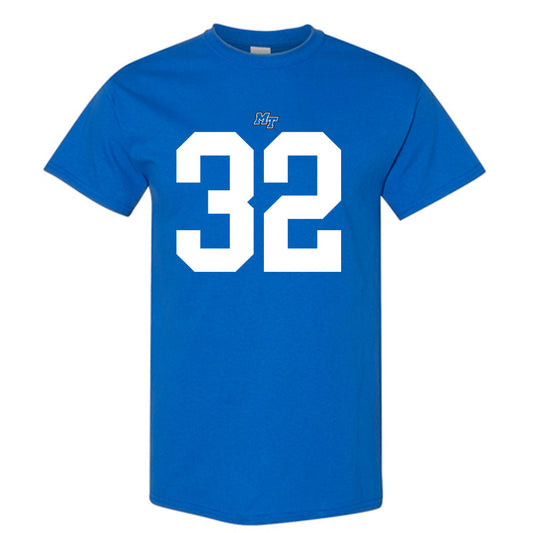 MTSU - NCAA Football : Jekail Middlebrook - Royal Replica Shersey Short Sleeve T-Shirt