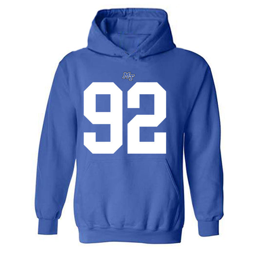 MTSU - NCAA Football : Damonte Smith - Royal Replica Shersey Hooded Sweatshirt