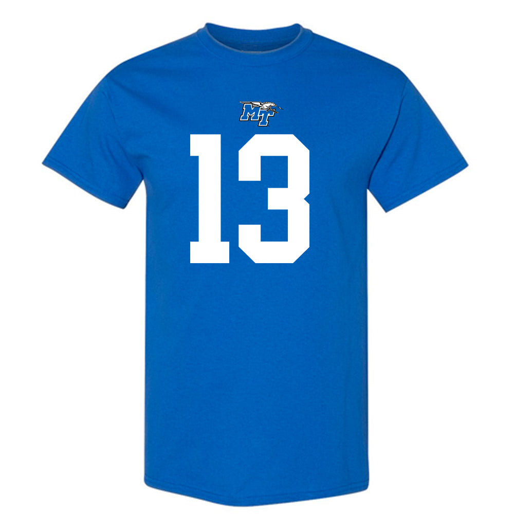 MTSU - NCAA Football : Javonte Sherman - Royal Replica Shersey Short Sleeve T-Shirt