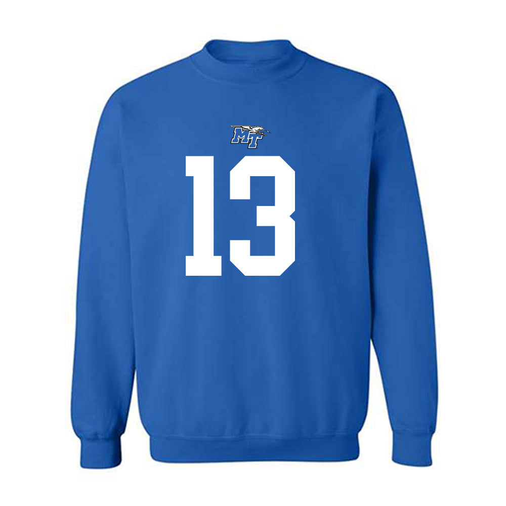 MTSU - NCAA Football : Javonte Sherman - Royal Replica Shersey Sweatshirt