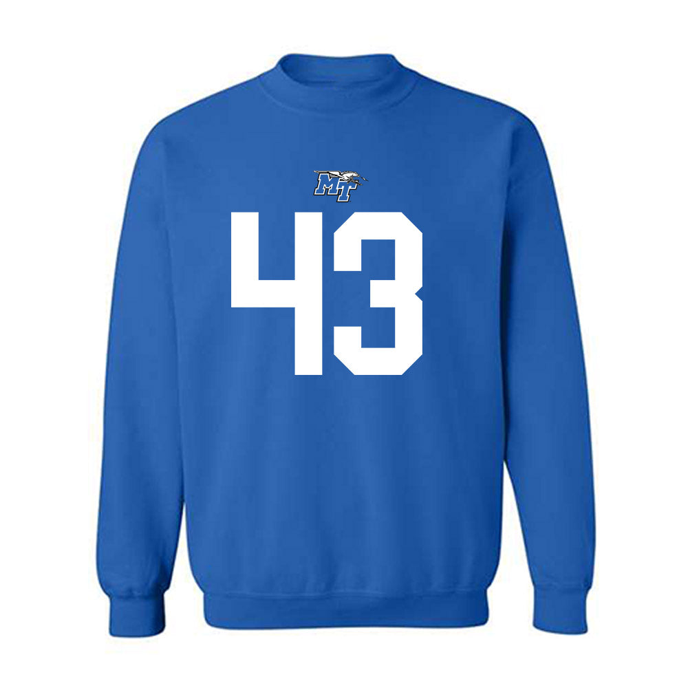 MTSU - NCAA Football : Markel James - Royal Replica Shersey Sweatshirt