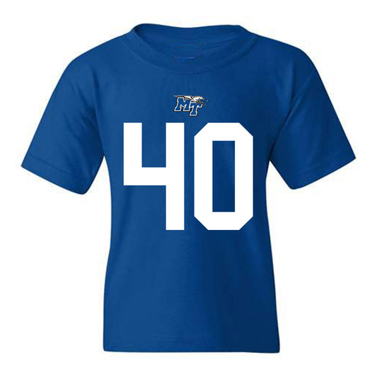 MTSU - NCAA Football : Anthony Bynum - Royal Replica Shersey Youth T-Shirt