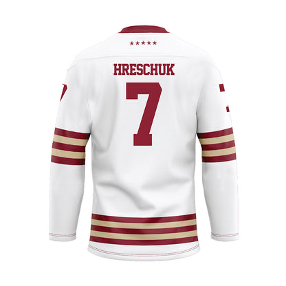 Boston College - NCAA Men's Ice Hockey : Aidan Hreschuk - White Ice Hockey Jersey