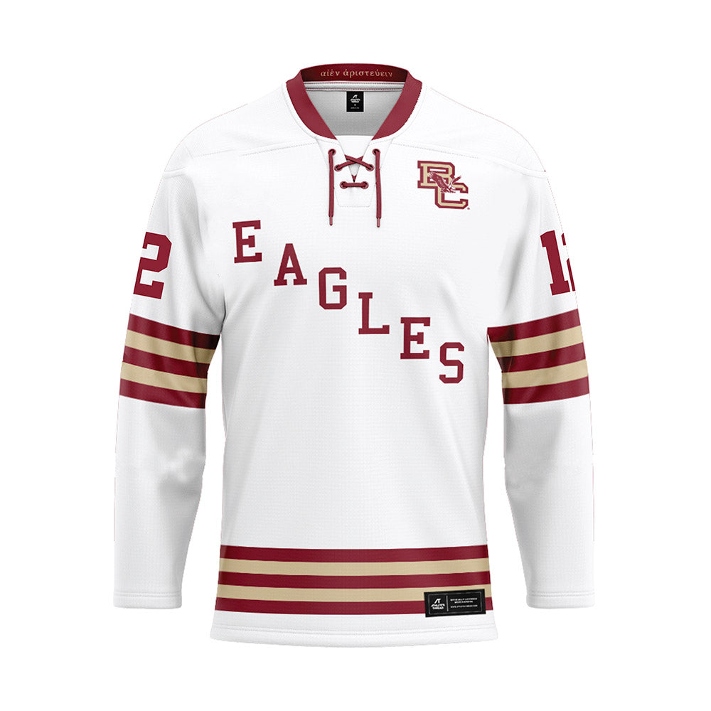 Boston College - NCAA Men's Ice Hockey : Mike Posma - White Ice Hockey Jersey
