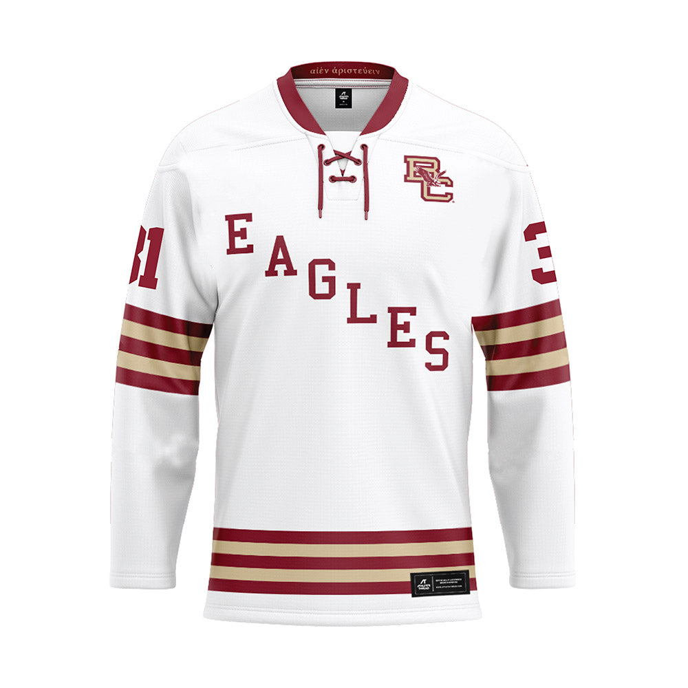 Boston College - NCAA Men's Ice Hockey : Alex Musielak - White Ice Hockey Jersey