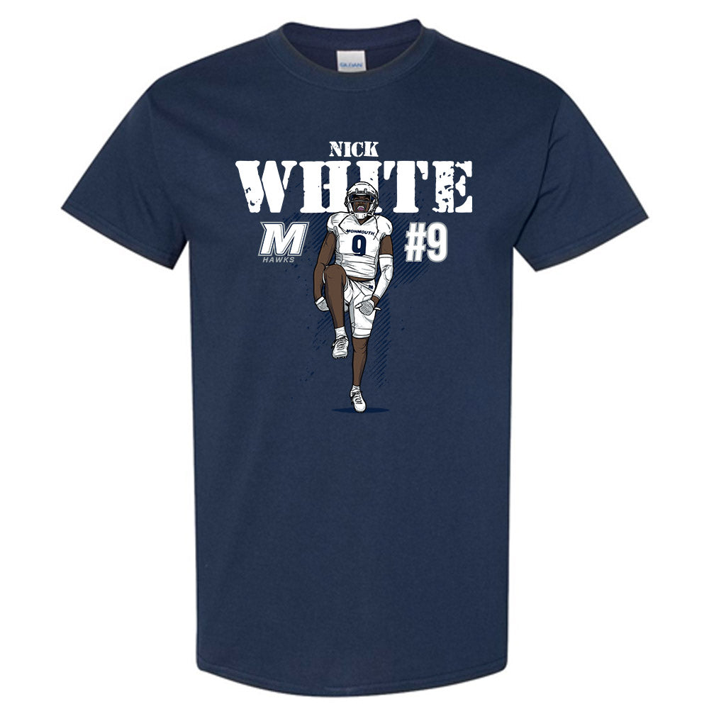 Monmouth - NCAA Football : Nicholas White - Caricature Short Sleeve T-Shirt
