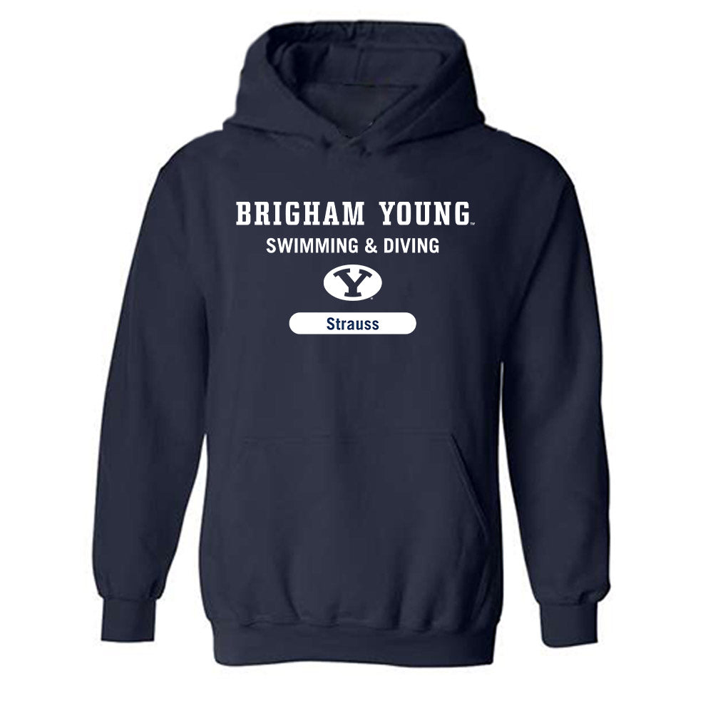 BYU - NCAA Men's Swimming & Diving : Mickey Strauss - Hooded Sweatshirt Classic Shersey