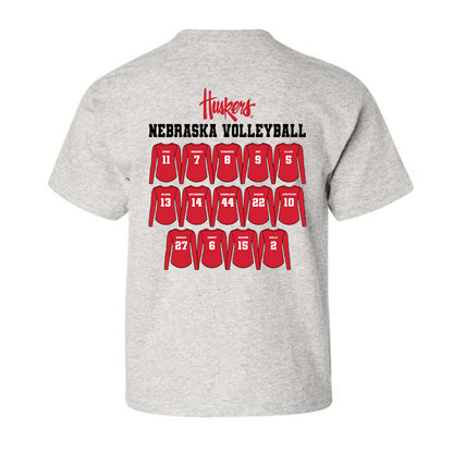 Nebraska - NCAA Women's Volleyball : All Athletes - Ash Team Caricature Youth T-Shirt