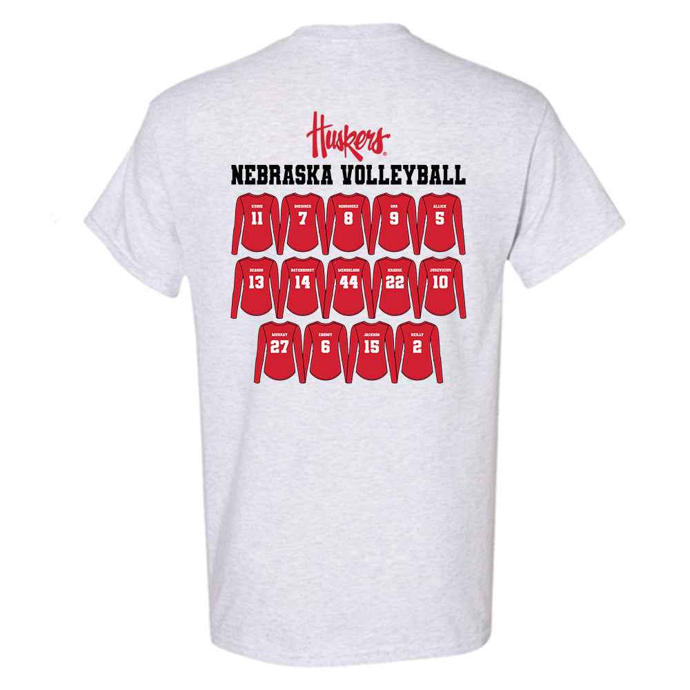 Nebraska - NCAA Women's Volleyball : All Athletes - Ash Team Caricature Short Sleeve T-Shirt