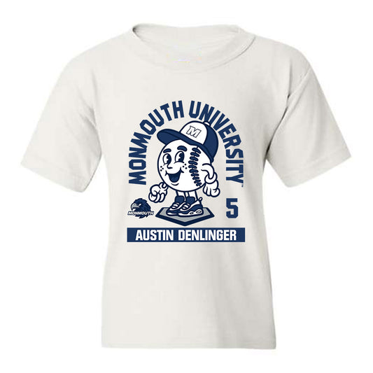 Monmouth - NCAA Baseball : Austin Denlinger - White Fashion Youth T-Shirt